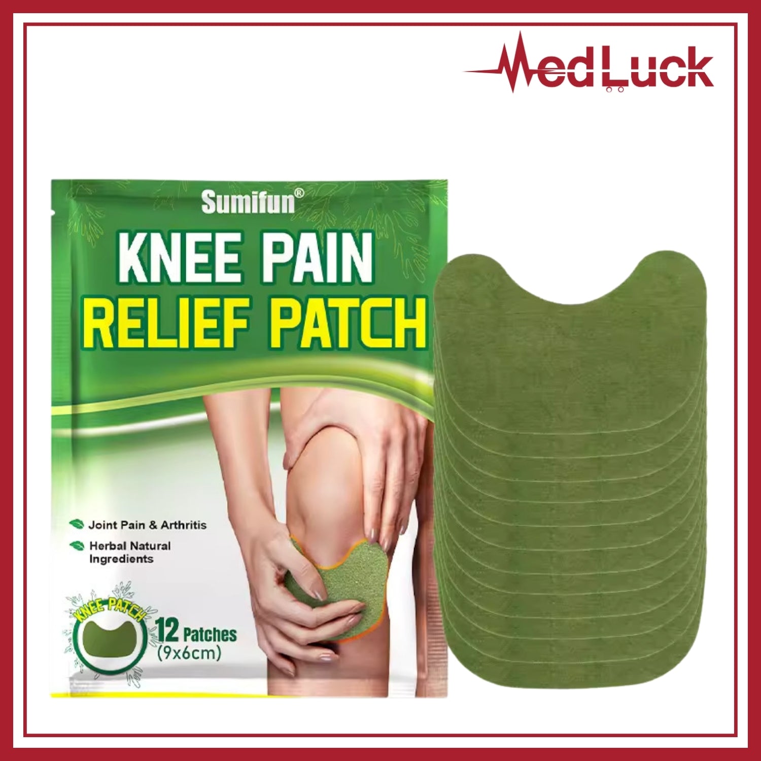 Knee Pain Relief Patch, Warming Herbal Plaster Pain Patches (1 Pack = 12 Patches) medluck