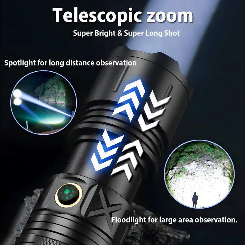 Ruilang P90 High-Quality Powerful 1Km Long Range USB Rechargeable LED Torch Light - Homie Mart