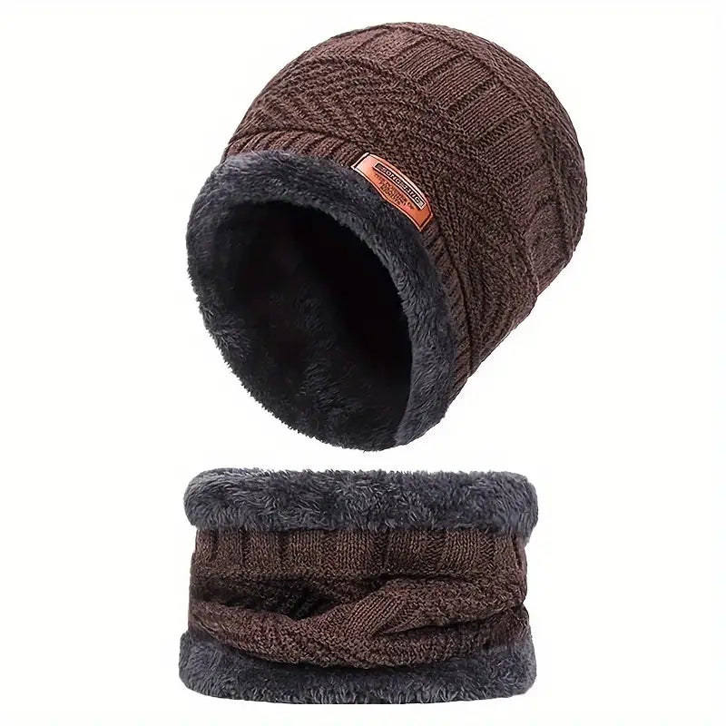 CozyFleece Duo - Wool Beanie Cap with Neck Warmer Set - Homie Mart