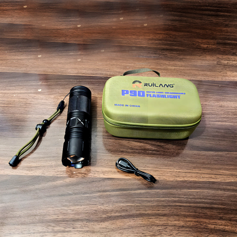 Ruilang P90 High-Quality Powerful 1Km Long Range USB Rechargeable LED Torch Light - Homie Mart