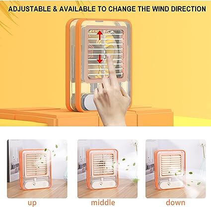 Rechargeable Battery Operated Mini Usb Fan With Mist Water Spray Mini Cooler With Led Night Light Mini Ac Personal Air Cooler Desk Fan For Office Kitchen Home.. - Homie Mart