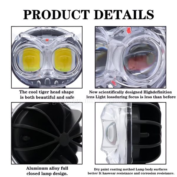 Owl Shape Crystal Multi-Color DRL LED Fog Light for Bikes and Car - Homie Mart