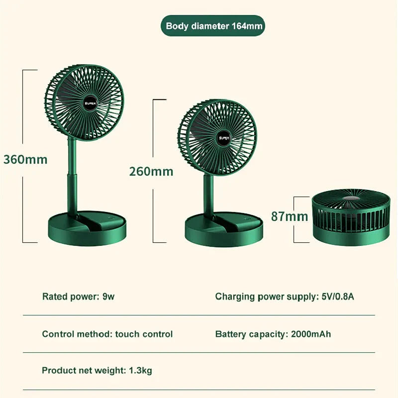 Portable Rechargeable Folding Fan  (🔥Hot Summer Sale 30% OFF🔥) - Homie Mart