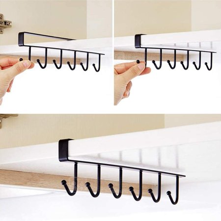 6-Hook Under-the-Shelf Hanging Organizer (2 PCs) Homie Mart