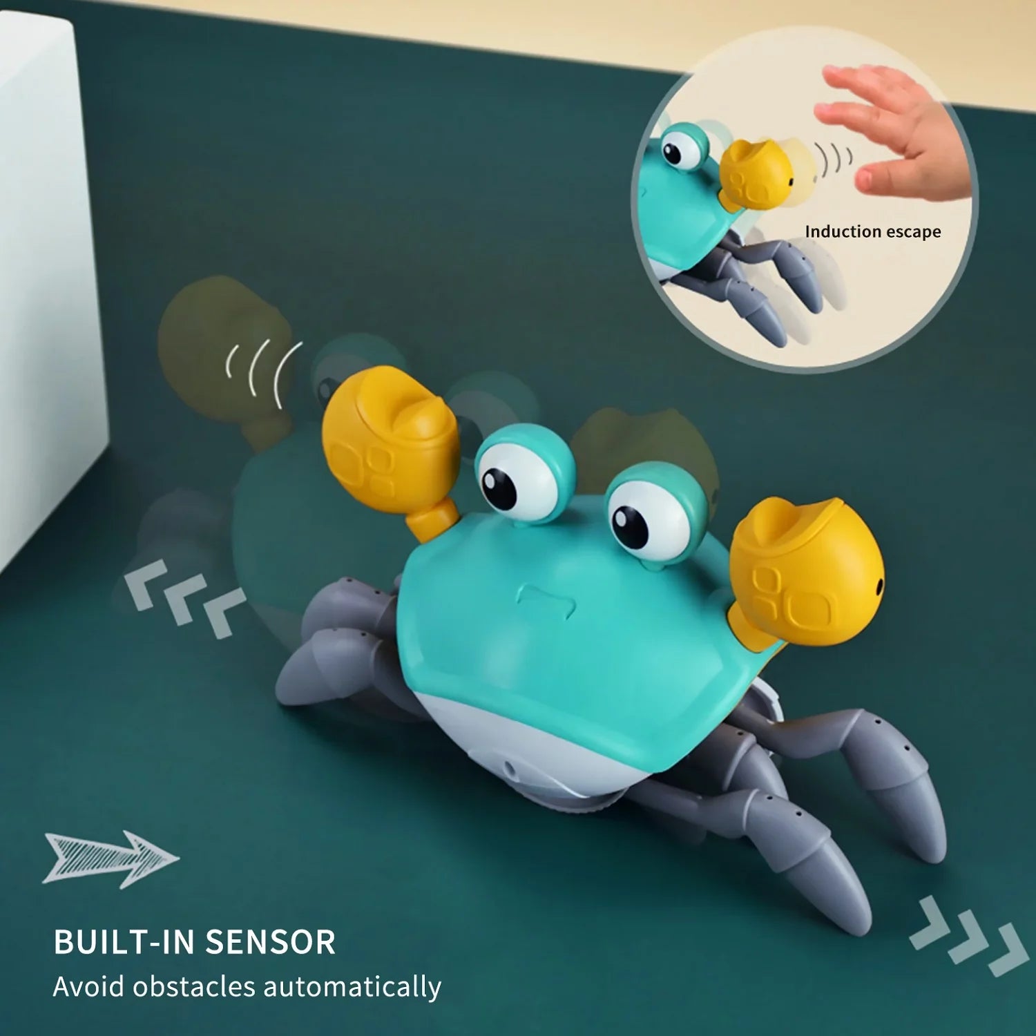 Sensor Activated Rechargeable  Crawling Musical Crab Toy - Homie Mart