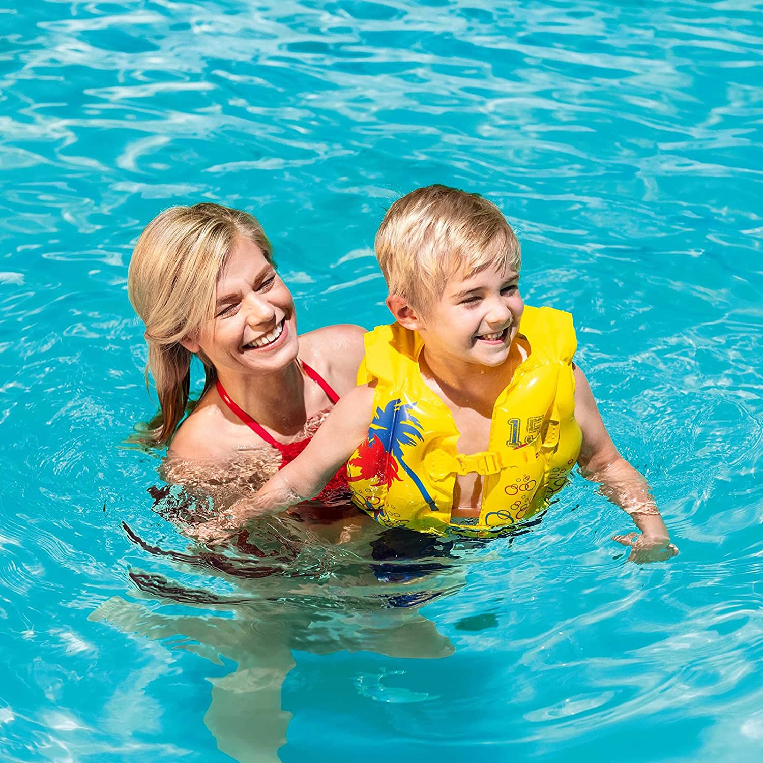 Bestway 32069 Inflatable Tropical-Print Swim Vest Yellow - Homie Mart