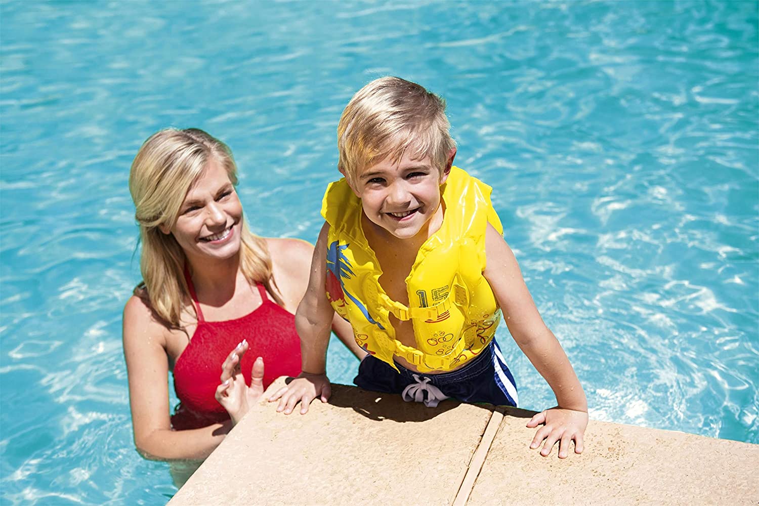 Bestway 32069 Inflatable Tropical-Print Swim Vest Yellow - Homie Mart