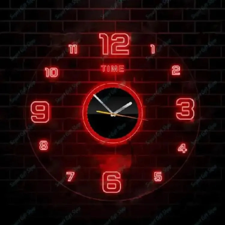 Acrylic Modern Neon Wall Clock With Neon LED Backlight - Homie Mart