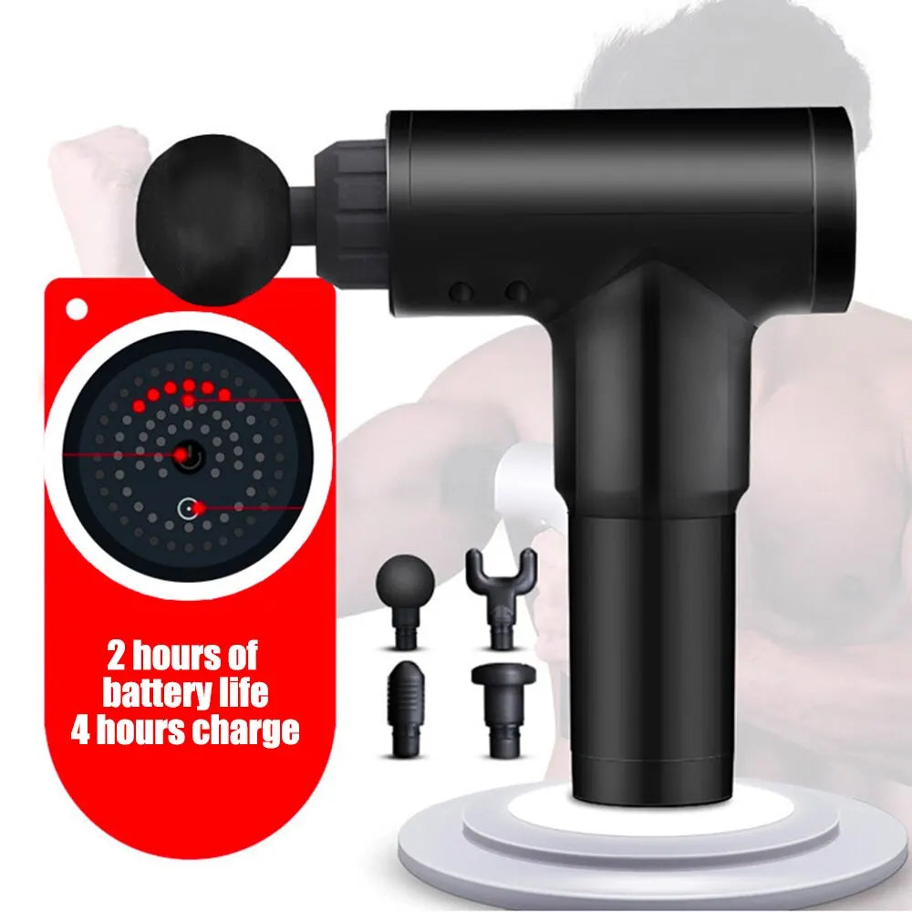 Deep Muscle Relaxation at Your Fingertips: Handheld Electric Massager Gun with 4 Massage Heads and 5 Gears - Homie Mart