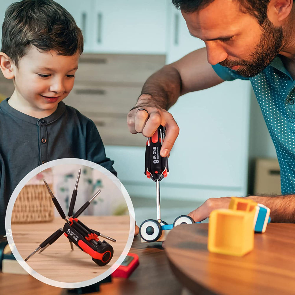 Compact 8 In 1 Multi Screwdriver Tool Set With 6 LED Torch Homie Mart