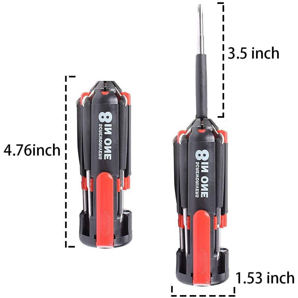 Compact 8 In 1 Multi Screwdriver Tool Set With 6 LED Torch Homie Mart