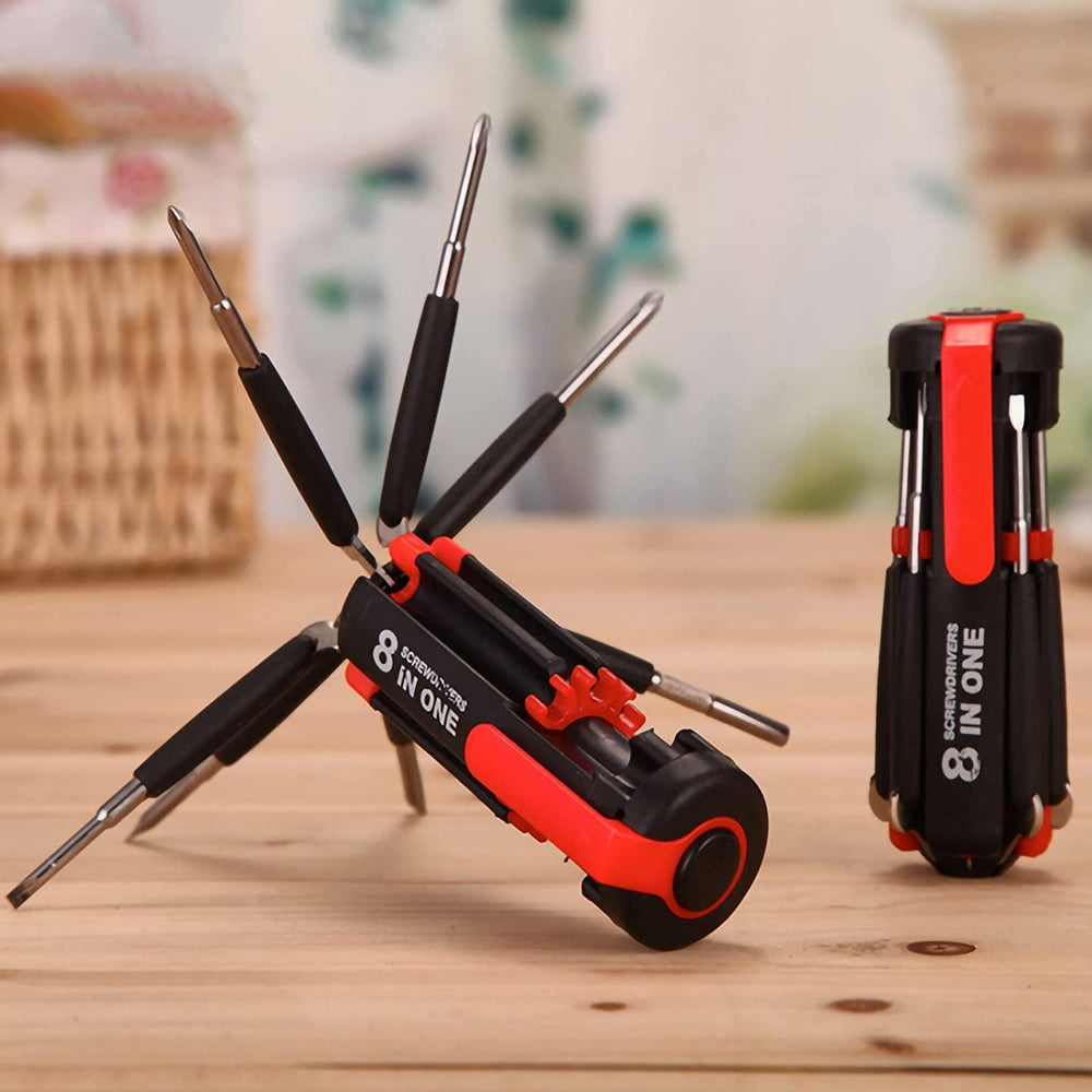 Compact 8 In 1 Multi Screwdriver Tool Set With 6 LED Torch Homie Mart