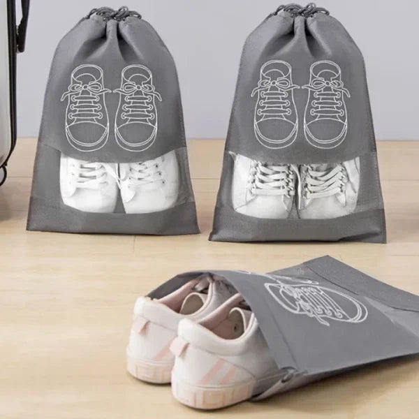 Shoe Storage Bag Dust-proof Waterproof Transparent Non Woven Fabric Shoe Tote Drawstring Packaging Organizer For Travel - Homie Mart