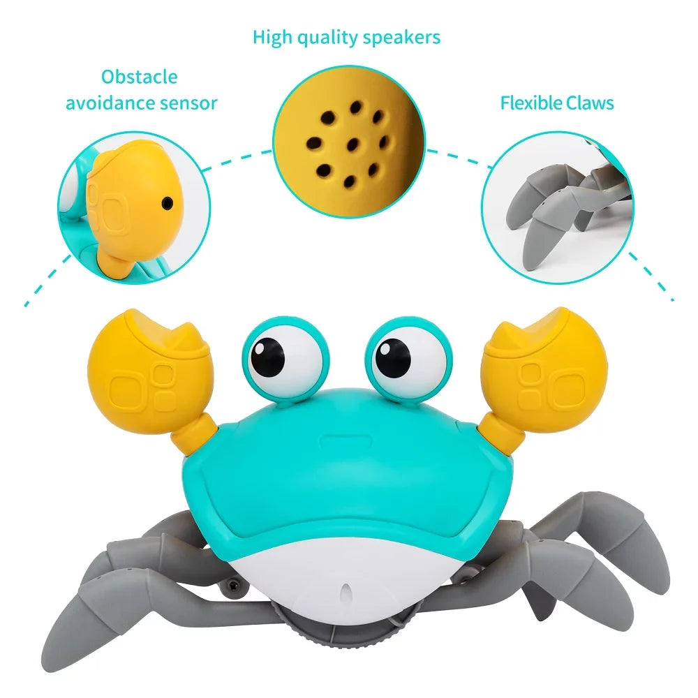 Sensor Activated Rechargeable  Crawling Musical Crab Toy - Homie Mart