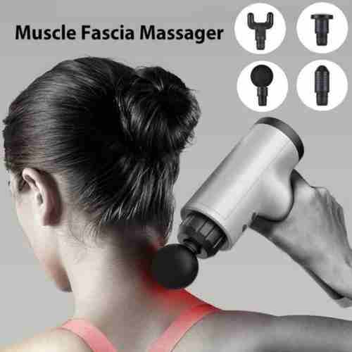 Deep Muscle Relaxation at Your Fingertips: Handheld Electric Massager Gun with 4 Massage Heads and 5 Gears - Homie Mart