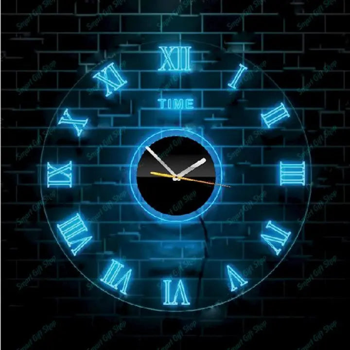 Acrylic Modern Neon Wall Clock With Neon LED Backlight - Homie Mart