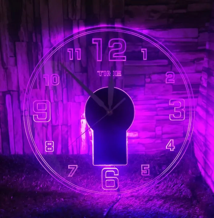 Acrylic Modern Neon Wall Clock With Neon LED Backlight - Homie Mart