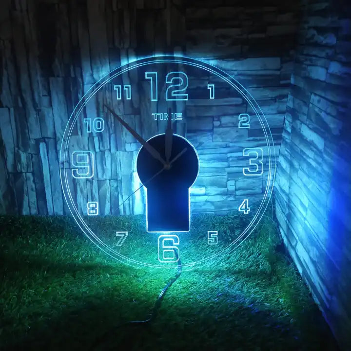Acrylic Modern Neon Wall Clock With Neon LED Backlight - Homie Mart