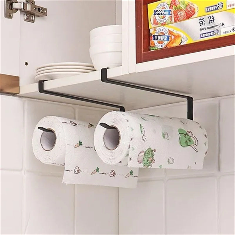 Kitchen Paper Towel Hanger Holder: Under Cabinet Roll Rack Space Save Organizer - Homie Mart