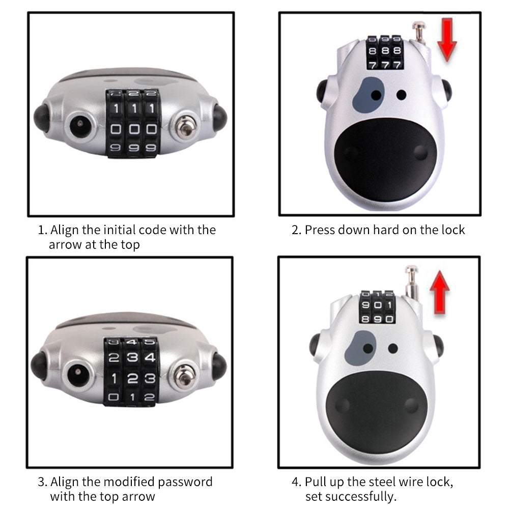 ThinkRider Bicycle Lock Multi-Function Mini Cable 3-Digit Password Lock - Homie Mart