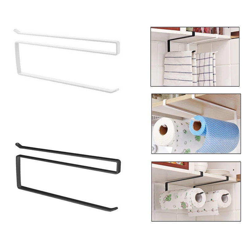 Kitchen Paper Towel Hanger Holder: Under Cabinet Roll Rack Space Save Organizer - Homie Mart