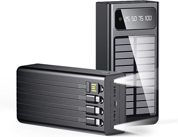 SOLAR POWER BANK BUILT-IN CABLE 10,000 MAH - Homie Mart