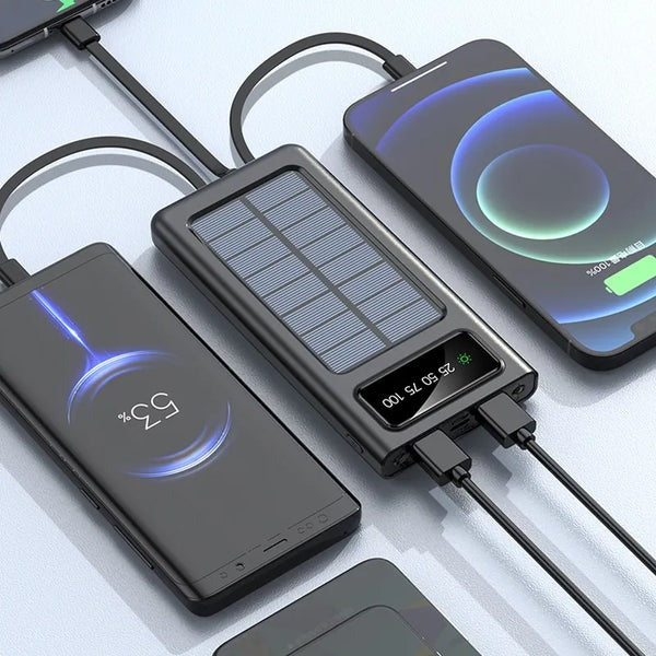 SOLAR POWER BANK BUILT-IN CABLE 10,000 MAH - Homie Mart