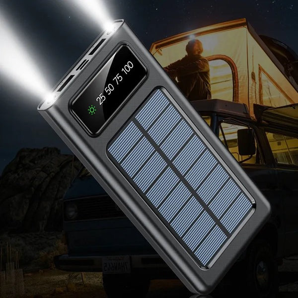SOLAR POWER BANK BUILT-IN CABLE 10,000 MAH - Homie Mart