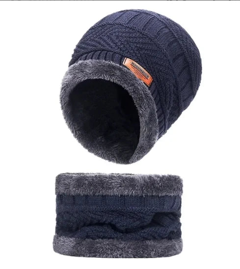 CozyFleece Duo - Wool Beanie Cap with Neck Warmer Set - Homie Mart