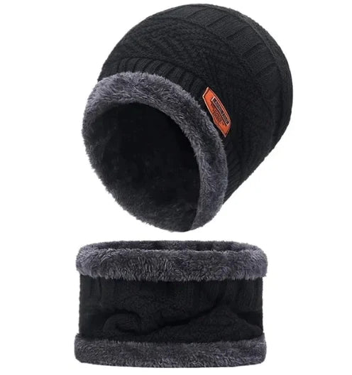 CozyFleece Duo - Wool Beanie Cap with Neck Warmer Set - Homie Mart