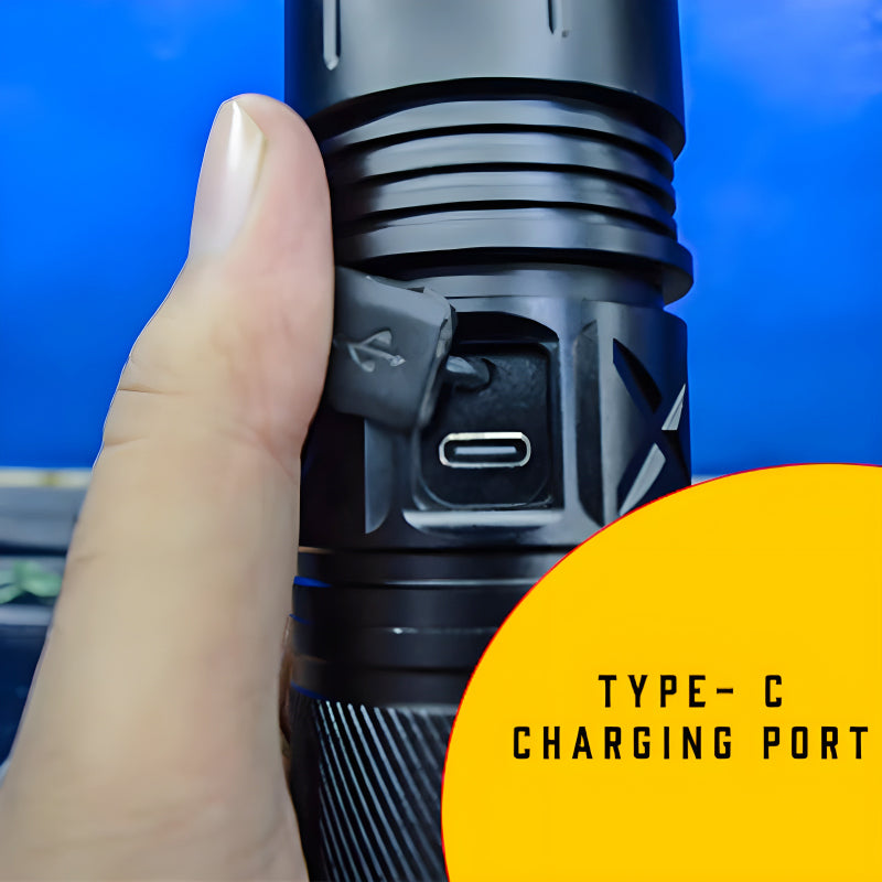 Ruilang P90 High-Quality Powerful 1Km Long Range USB Rechargeable LED Torch Light - Homie Mart