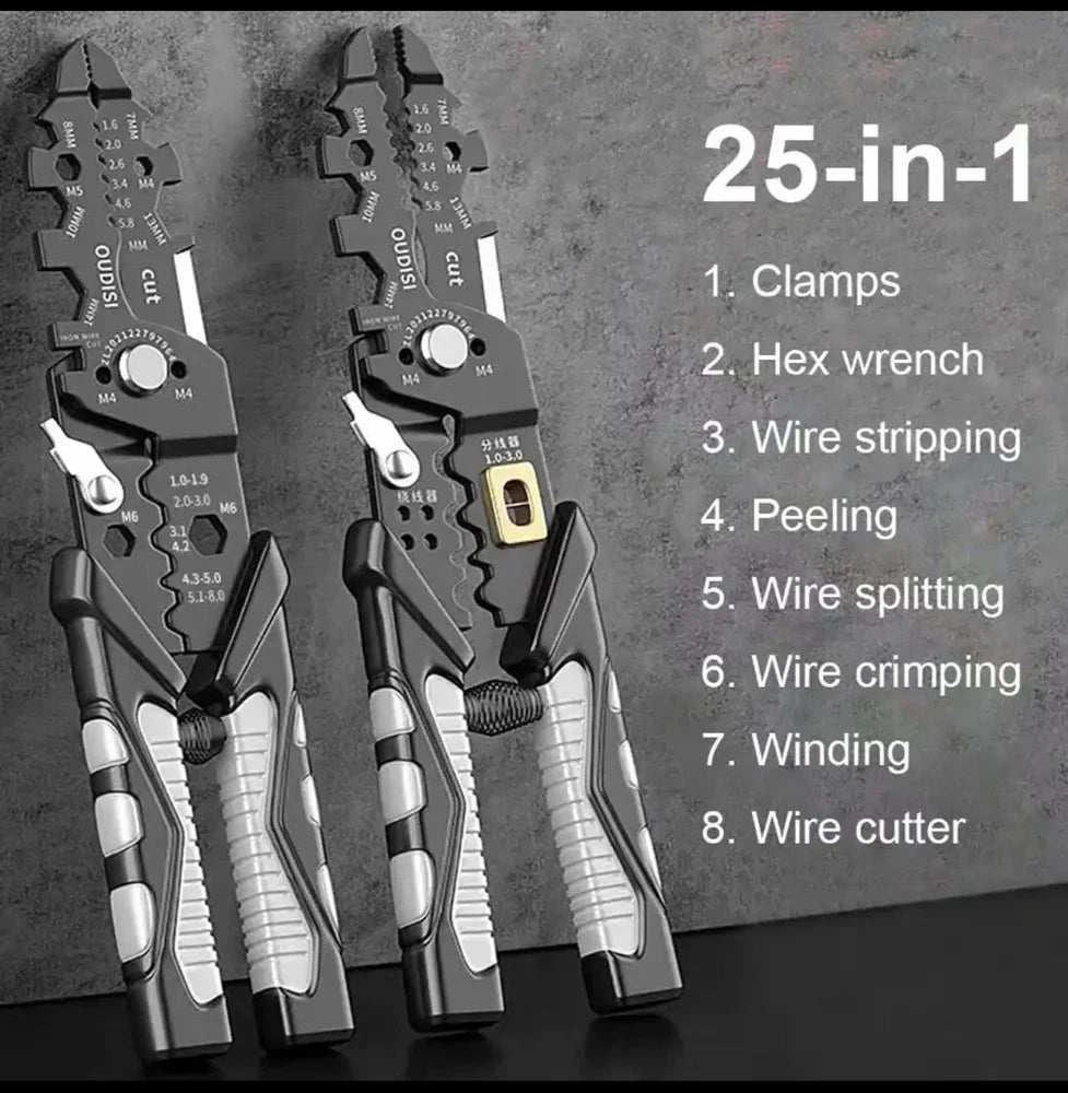 Multi-Functional 25 in 1 Wire Stripper, Cutter, and Crimping Plier Tool AH Hardware