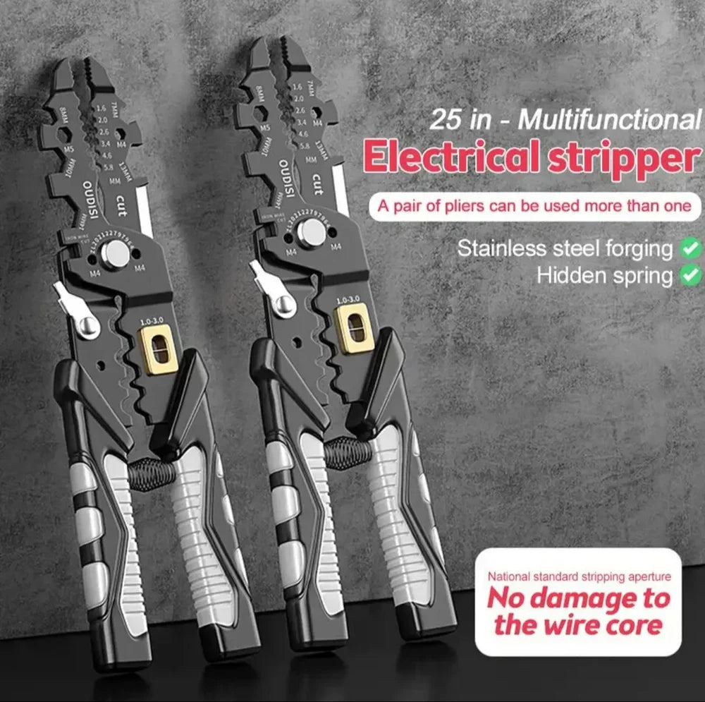 Multi-Functional 25 in 1 Wire Stripper, Cutter, and Crimping Plier Tool AH Hardware