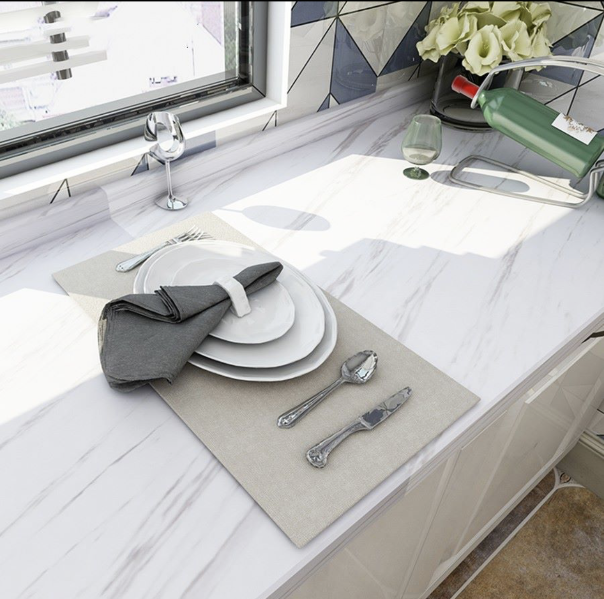 Marble Sheets for Kitchen - Anti Oil and Heat Resistant Wallpaper. - Homie Mart